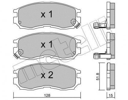 Колодки гальмівні (передние) Mitsubishi Colt 90-96/Galant/Lancer 88-04/Space Wagon 91-98 Metelli 22-0224-0 (фото 1)