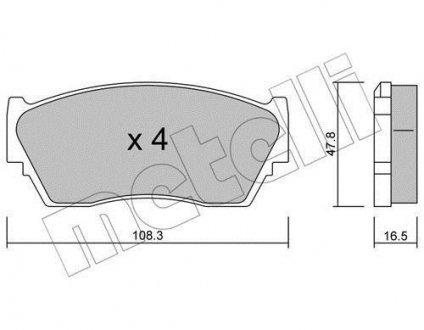 Колодки гальмівні (передние) Nissan Sunny II/III 1.4-1.6/2.0D 88-95 Metelli 22-0246-0 (фото 1)