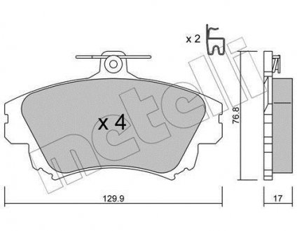 Колодки гальмівні (передние) Mitsubishi Carisma 95-06/Volvo S40 I/V40 95-04 Metelli 22-0286-0 (фото 1)