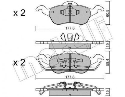 Колодки гальмівні (передние) Ford Focus 98-05 Metelli 22-0291-0 (фото 1)