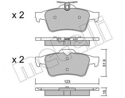 Колодки гальмівні (задні) Ford Connect 13-/Kuga/C-Max/Focus/Volvo V40 12- Metelli 22-0337-3 (фото 1)