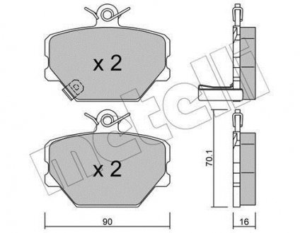 Колодки гальмівні (передние) Smart Cabrio 00-04/City Coupe 98-04/Roadster 03-05/Fortwo 04- Metelli 22-0341-0 (фото 1)