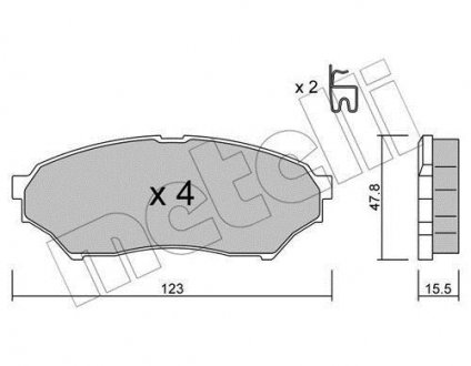 Колодки гальмівні (передние) Mitsubishi Pajero Pinin 2.0 GDi 99- Metelli 22-0397-0 (фото 1)