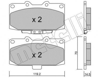 Колодки гальмівні (передние) Subaru Impreza 96-/Nissan 200SX/300ZX 90-99 Metelli 22-0413-0 (фото 1)