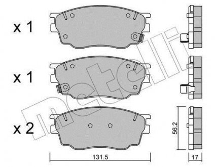 Колодки гальмівні (передние) Mazda 6 02-07 Metelli 22-0475-0 (фото 1)