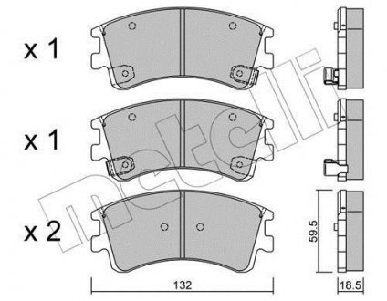 Колодки гальмівні (передние) Mazda 6 02-08 Metelli 22-0476-0 (фото 1)