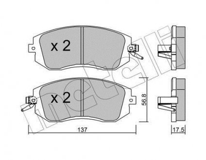 Колодки гальмівні (передние) Subaru Forester/Impreza/Legace V/Outback 10- Metelli 22-0500-1 (фото 1)