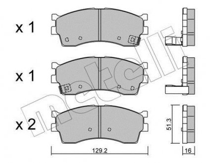 Колодки гальмівні (передние) Kia Rio 00-05/Cerato 01-04/Carens 00-/Clarus 96- Metelli 22-0512-0 (фото 1)