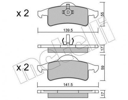 Колодки гальмівні (задние) Jeep Grand Cherokee II 99-05 Metelli 22-0526-0 (фото 1)