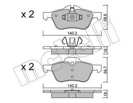 Колодки гальмівні (передние) Mini Cooper/One 01-06 Metelli 22-0555-0 (фото 1)