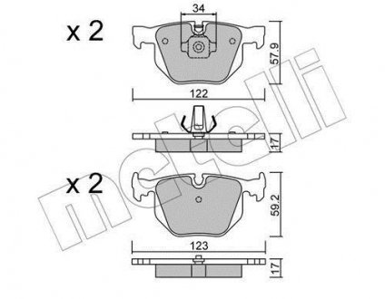 Колодки гальмівні (задние) BMW 7 (E65/E66/E67) 01-08 Metelli 22-0561-0 (фото 1)