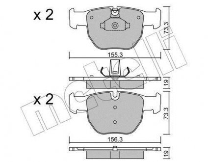 Колодки гальмівні (передние) Range Rover III 02-12 Metelli 22-0598-0 (фото 1)