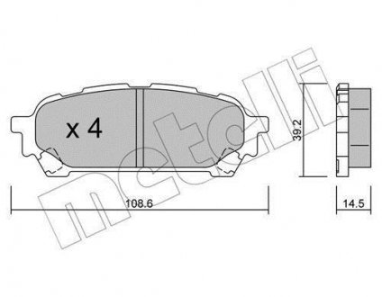 Колодки гальмівні (задние) Subaru Impreza 99-07 Metelli 22-0613-0 (фото 1)