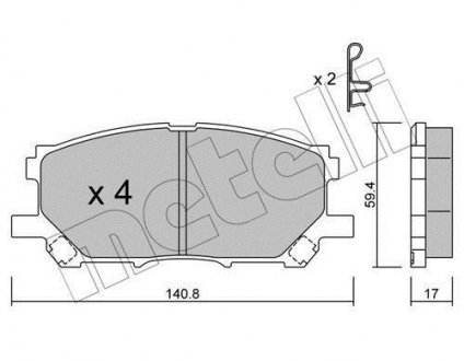 Колодки гальмівні (передні) Lexus RX 03-09 Metelli 22-0618-0 (фото 1)