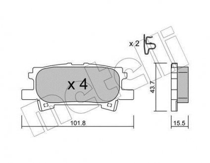 Колодки гальмівні (задние) Lexus RX 03-08 Metelli 22-0619-0 (фото 1)