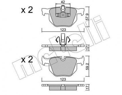 Колодки гальмівні (задние) BMW 3 (E90/E91/E92/E93) 04-13/X1 (E84) 09-15 Metelli 22-0643-0 (фото 1)