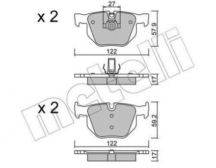 Колодки гальмівні (задні) BMW 5 (E60/E61) 02-10/6 (E63/E64) 04-10 Metelli 22-0644-0 (фото 1)