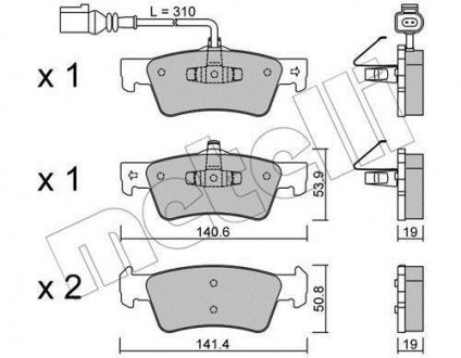 Колодки гальмівні (задние) VW T5/Multivan V 03-15 (+датчик) Metelli 22-0661-1 (фото 1)