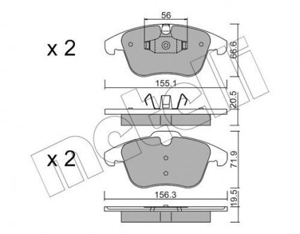 Колодки гальмівні (передние) Land Rover Freelander/Range Rover 06- Metelli 22-0675-6 (фото 1)