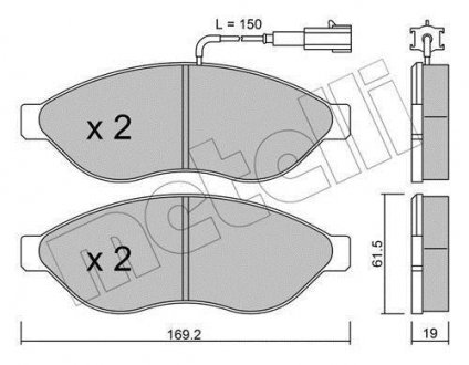 Колодки гальмівні (передние) Citroen Jumper/Fiat Ducato/Peugeot Boxer 06- (+датчики) Metelli 22-0708-1 (фото 1)