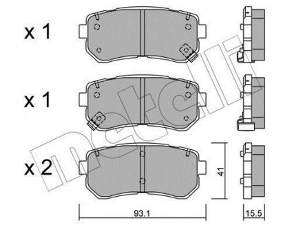 Колодки гальмівні (задні) Hyundai Accent/i30 05-12/Kia Cee\'d/Rio/Sportage 04- Metelli 22-0725-0 (фото 1)