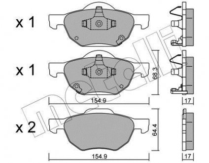 Колодки гальмівні (передні) Honda Accord VII 03-08 Metelli 22-0730-0 (фото 1)