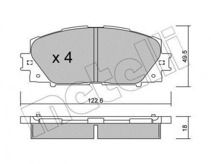 Колодки гальмівні (передние) Toyota Yaris 05-/Great Wall C30/Lingao/Tengyi 09- Metelli 22-0745-0 (фото 1)