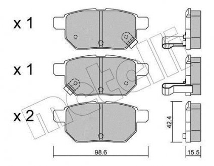 Колодки гальмівні (задние) Toyota Corolla/Auris 06-14/IQ/Urban Cruiser 09-15/Prius 12-/Yaris 05- Metelli 22-0746-0 (фото 1)