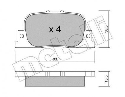 Колодки гальмівні (задние) VW Touareg 02-10 Metelli 22-0752-0 (фото 1)