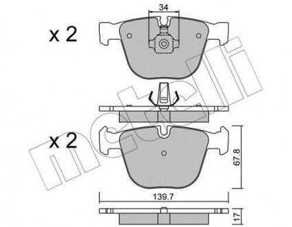 Колодки гальмівні (задние) BMW 5 (E60/65)/X5 (E70/F15)/X6 (E71/E72) 3.0-4.4 08- Metelli 22-0773-0 (фото 1)