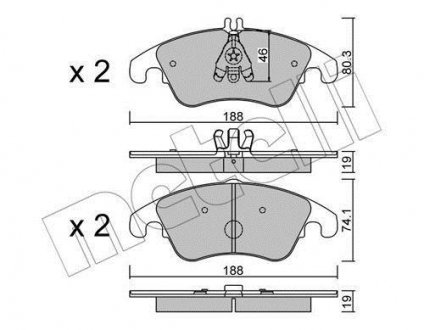 Колодки гальмівні (передние) MB C-class (W204/C205) 07-/E-class (W212/C207) 09- Metelli 22-0775-2 (фото 1)