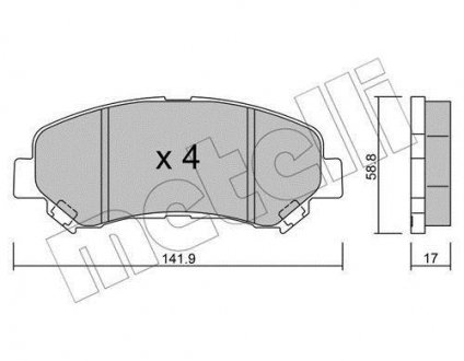 Колодки гальмівні (передние) Nissan Rogue/Qashqai/X-Trail/Teana 07-13/Juke 10- Metelli 22-0792-0 (фото 1)