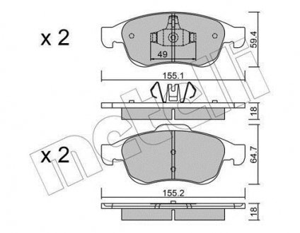 Колодки гальмівні (передние) Dacia Dokker/Duster/Lodgy/Nissan Juke/Renault Clio V/Kangoo 10- Metelli 22-0817-0 (фото 1)