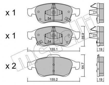 Колодки гальмівні (передние) Fiat 500/Jeep Renegade 14- Metelli 22-0817-2 (фото 1)