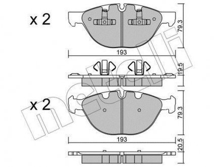 Колодки гальмівні (передние) BMW X5 (E70)/X6 (E71/E72) 07-14 Metelli 22-0823-0 (фото 1)