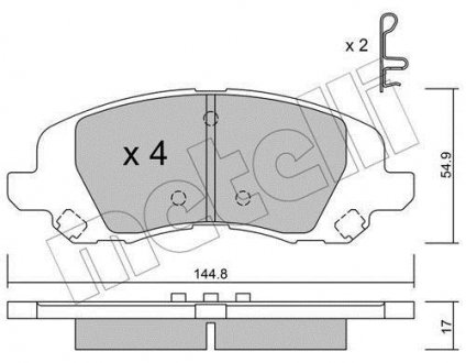 Колодки гальмівні (передние) Dodge Avenger/Caliber/Jeep Compass/Patriot/Lancia Flavia 06- Metelli 22-0861-0 (фото 1)