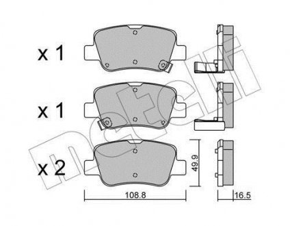 Колодки гальмівні (задние) Toyota Avensis 08-18 Metelli 22-0881-0 (фото 1)