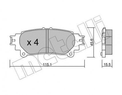 Колодки гальмівні (задние) Lexus RX 08-15 Metelli 22-0939-0 (фото 1)