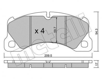 Колодки гальмівні (передние) Porsche Cayenne/Panamera/Macan/VW Touareg 09- Metelli 22-0957-3 (фото 1)