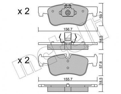 Колодки гальмівні (передние) BMW 1 (F20/F21) 11-/2 (F22/F23/F87) 14- B38/B47/N13/N47 Metelli 22-0959-0 (фото 1)