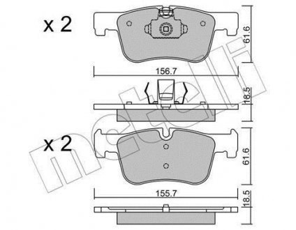 Колодки гальмівні (передние) BMW 1 (F20/F21)/3 (F30/F31/F34/G20/F80)/4 (F32/F36/F82)/7 (F01-04) 10- Metelli 22-0960-0 (фото 1)