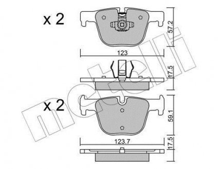 Колодки гальмівні (задні) BMW 3 (F30/F31/F34/F80)/4 (F32/F36/F82) 11- Metelli 22-0963-0 (фото 1)