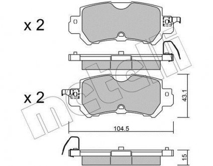 Колодки гальмівні (задние) Mazda CX-3 15-/CX-5 11-17 Metelli 22-0970-0 (фото 1)