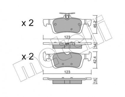 Колодки гальмівні (задние) Ford Fiesta 1.0 EcoBoost 17- Metelli 22-0986-1 (фото 1)