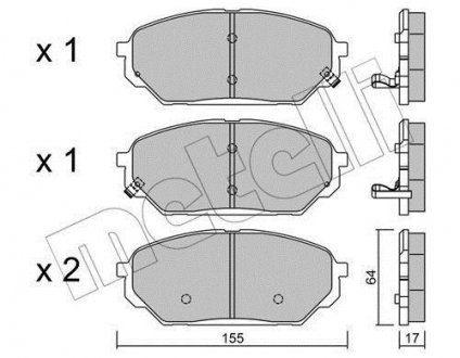 Колодки гальмівні (передние) Hyundai ix55 08- Metelli 22-0999-0 (фото 1)