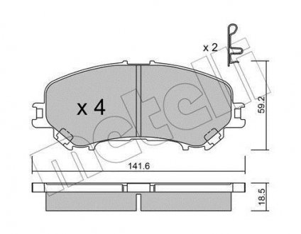 Колодки гальмівні (передние) Nissan Qashqai II 13-/X-Trail 19-/Renault Kadjar 15- Metelli 22-1010-0 (фото 1)