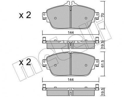 Колодки гальмівні (передние) MB C-class (W205/S205/C205)/E-class (W213) 14- Metelli 22-1017-0 (фото 1)