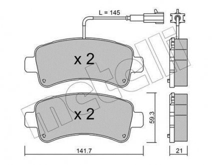Колодки гальмівні (задние) Citroen Jumper/Peugeot Boxeri 10- (з датчиком) Metelli 22-1033-0 (фото 1)