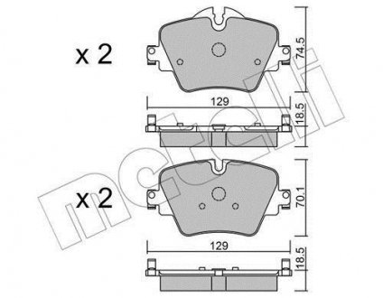 Колодки гальмівні (передние) BMW 2 (F45/F46)/5 (G30/F90)/X1(F48)/X2 (E39)/X3 (G01/F97) 13- Metelli 22-1037-0 (фото 1)