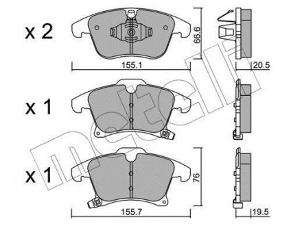 Колодки гальмівні (передние) Ford Galaxy III/S-Max/Mondeo V/Fusion 13- Metelli 22-1039-0 (фото 1)